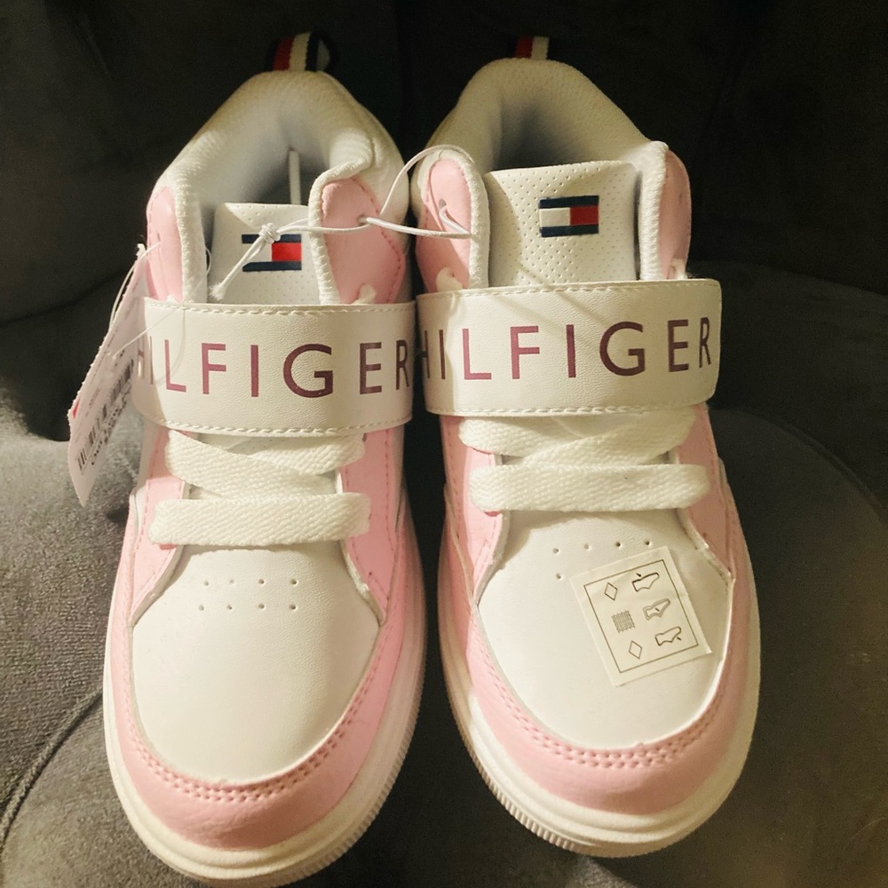 NEW W/T Little Girls Tommy Hilfiger High Tops Pink/Mauve/White